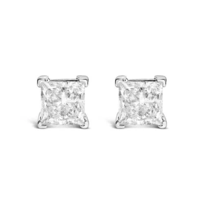 Haus Of Brilliance 14k White Gold 2.0 Ct Princess Lab-grown Diamond Solitaire Stud Earrings