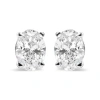 Haus Of Brilliance 14k White Gold 2.0 Ct Prong Lab Grown Oval Diamond Solitaire Stud Earring In Metallic