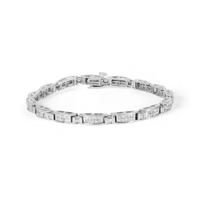 Haus Of Brilliance 14k White Gold 2.0 Cttw Baguette And Princess-cut Diamond Tennis Bracelet