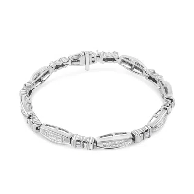 Haus Of Brilliance 14k White Gold 2.0 Cttw Channel-set Alternating Baguette And Princess-cut Diamond Link Bracelet