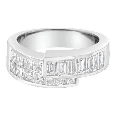 Haus Of Brilliance 14k White Gold 2.0 Cttw Channel-set Princess And Baguette-cut Diamond Bypass Ring Band