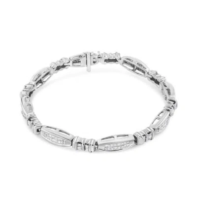 Haus Of Brilliance 14k White Gold 2.0 Cttw Channel-set Alternating Baguette And Princess-cut Diamond Link Bracelet