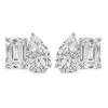 Haus Of Brilliance 14k White Gold 2.0 Cttw Emerald And Pear Toi Et Moi Lab Grown Diamond Stud Earrin In Metallic