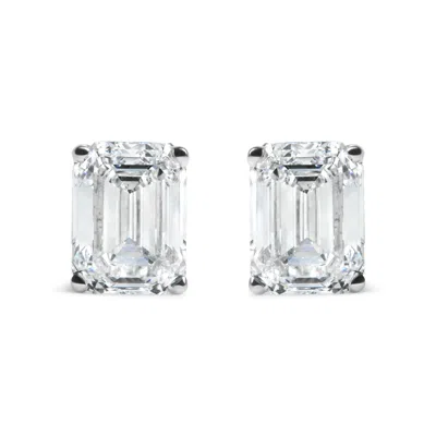 Haus Of Brilliance 14k White Gold 2.0 Cttw Emerald Cut Lab Grown Diamond Solitaire Stud Earrings