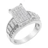 Haus Of Brilliance 14k White Gold 2.0 Cttw Mixed-cut Diamond Rectangle Invisible-set Composite Cluster Ring With Bar- A In White