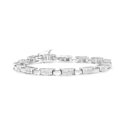 Haus Of Brilliance 14k White Gold 2.0 Cttw Princess Cut Invisible Set Diamond Rectangular Link Bracelet