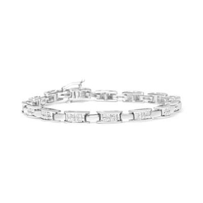Haus Of Brilliance 14k White Gold 2.0 Cttw Princess Cut Invisible Set Diamond Rectangular Link Bracelet In Silver