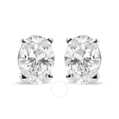 Haus Of Brilliance 14k White Gold 2.0 Cttw Prong Set Lab-grown Oval Diamond Solitaire Stud Earring ( In White/gold Tone