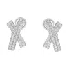 Haus Of Brilliance 14k White Gold 2.0 Cttw Round-brilliant Cut Diamond Domed X Shaped Omega Back Stud Earrings In White