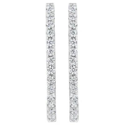 Haus Of Brilliance 14k White Gold 2.0 Cttw Round Brilliant Cut Diamond Oblong Hinged Leverback Hoop Earrings