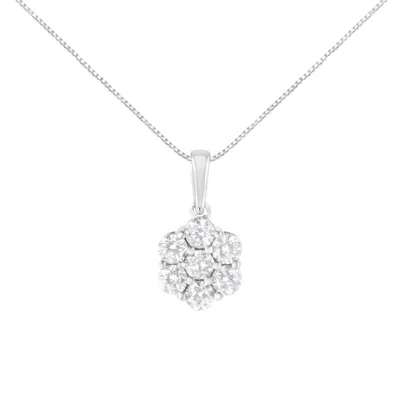 Haus Of Brilliance 14k White Gold 2.00 Cttw Brilliant Round-cut Diamond 7 Stone Flower Cluster 18" Pendant Necklace