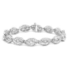 Haus Of Brilliance 14k White Gold 2.00 Cttw Channel Set Baguette Diamond Vintage Style Link Bracelet In Gray