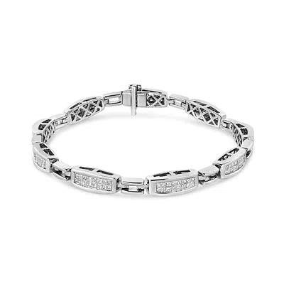 Haus Of Brilliance 14k White Gold 2.00 Cttw Invisble-set Princess Diamond Link Bracelet In Transparent