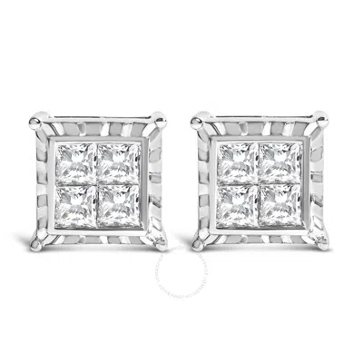 Haus Of Brilliance 14k White Gold 2.00 Cttw Invisible Set Princess-cut Lab Grown Diamond Wavy Quad S