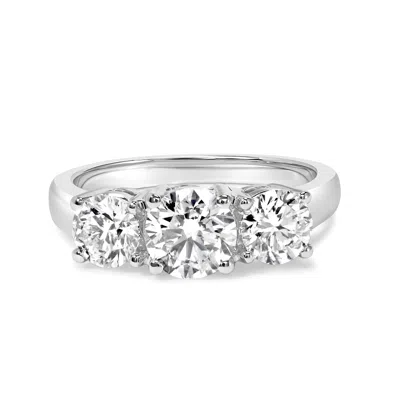 Haus Of Brilliance 14k White Gold 2.00 Cttw Lab Grown Diamond 3 Stone Ring Band