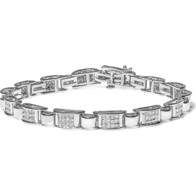 Haus Of Brilliance 14k White Gold 2.00 Cttw Princess Diamond Invisible Set Link Bracelet In Gray