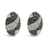 Haus Of Brilliance 14k White Gold 2.00 Cttw White And Treated Blue Diamond Oval Shield Omega Back Earrings In Metallic