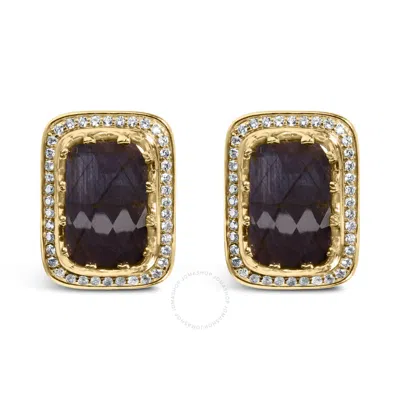 Haus Of Brilliance 14k White Gold 22.0 Cttw Dark Purple Sapphire And 4/5 Cttw Diamond Halo Cufflinks