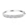 Haus Of Brilliance 14k White Gold 3 1/3 Cttw Invisible Set Princess-cut Diamond Wave Bangle Bracelet In White