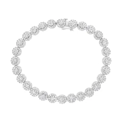 Haus Of Brilliance 14k White Gold 3-3/4 Cttw Round-brilliant Cut Diamond 7-1/4" Round Cluster Links Tennis Bracelet