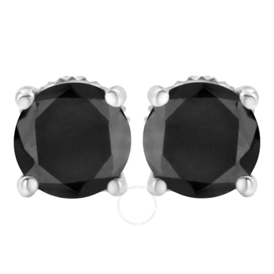 Haus Of Brilliance 14k White Gold 3 Cttw Black Diamond Screw-back 4-prong Classic Stud Earrings (col