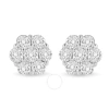 Haus Of Brilliance 14k White Gold 3 Cttw Prong Set Round-cut Diamond Floral Cluster Stud Earring (i- In White
