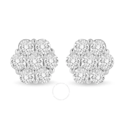 Haus Of Brilliance 14k White Gold 3 Cttw Prong Set Round-cut Diamond Floral Cluster Stud Earring (i-