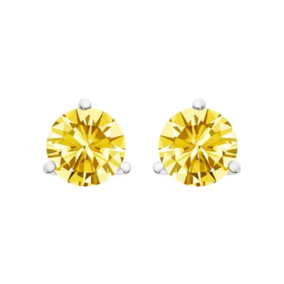 HAUS OF BRILLIANCE HAUS OF BRILLIANCE 14K WHITE GOLD 3-PRONG MARTINI SET 1 1/2 CTTW YELLOW LAB GROWN DIAMOND SOLITAIRE 