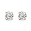 Haus Of Brilliance 14k Gold 1.0 Carat Round Brilliant Cut Lab Grown White Diamond 4-prong Classic Solitaire Stud Earrin In Gold