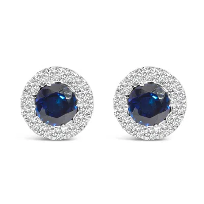 Haus Of Brilliance 14k White Gold 3.0 Cttw Lab-grown Blue Diamond Halo Stud Earrings
