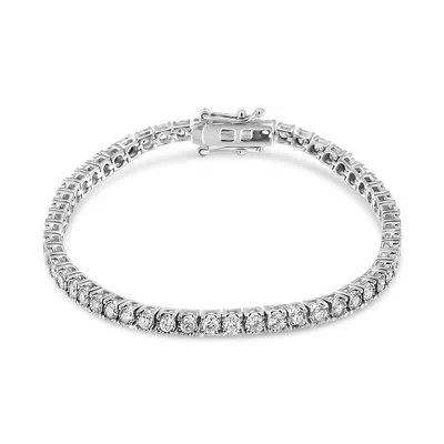 Haus Of Brilliance 14k White Gold 3.0 Cttw Miracle Set Round-cut Lab Grown Diamond Illusion 7" Tennis Bracelet