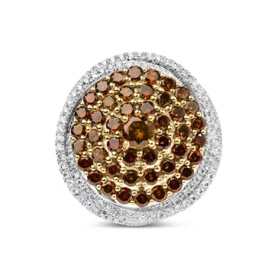 Haus Of Brilliance 14k White Gold 3.00 Cttw Orange Brown Diamond Halo Swirl Cocktail Ring- Ring Size