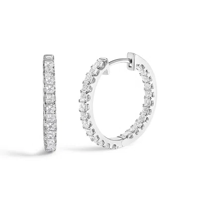 Haus Of Brilliance 14k White Gold 3.00 Cttw Princess Diamond Inside Out Hoop Earrings