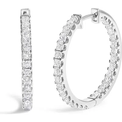 Haus Of Brilliance 14k White Gold 3.00 Cttw Princess Diamond Inside Out Hoop Earrings