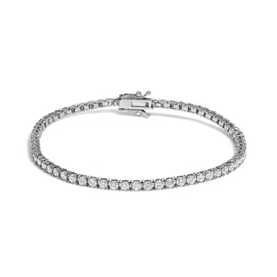 Haus Of Brilliance 14k White Gold 3.00 Ctw Diamond Classic Standard 4 Prong Set Tennis Bracelet In Silver