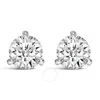 Haus Of Brilliance 14k White Gold 3-prong Martini Set Brilliant Round-cut Solitaire Lab Grown Diamond Screwback Stud Ea In White