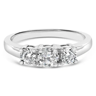 Haus Of Brilliance 14k White Gold 3/4 Cttw Lab Grown Diamond 3 Stone Ring Band