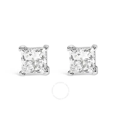 Haus Of Brilliance 14k White Gold 3/4 Cttw Princess Cut Lab Grown Diamond Solitaire Stud Earrings (f In Metallic