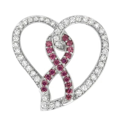 Haus Of Brilliance 14k White Gold 3/4 Cttw White Diamond Awareness Ribbon & Open Heart 18" Pendant Necklace