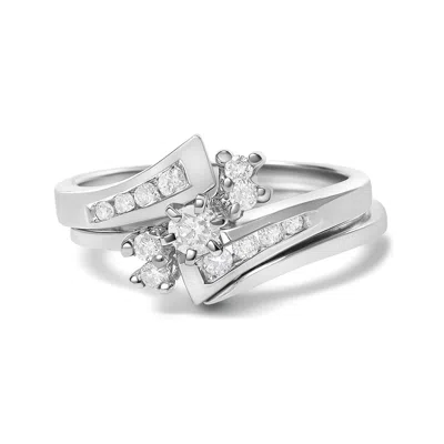 Haus Of Brilliance 14k White Gold 3/8 Cttw Diamond Swirl Engagement Bridal Ring Set In Metallic