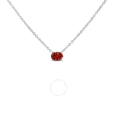 Haus Of Brilliance 14k White Gold 3/8 Cttw Lab Grown Pink Oval Solitaire Diamond East West 18" Penda
