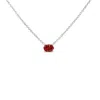 Haus Of Brilliance 14k White Gold 3/8 Cttw Lab Grown Pink Oval Solitaire Diamond East West 18" Pendant Necklace In Silver