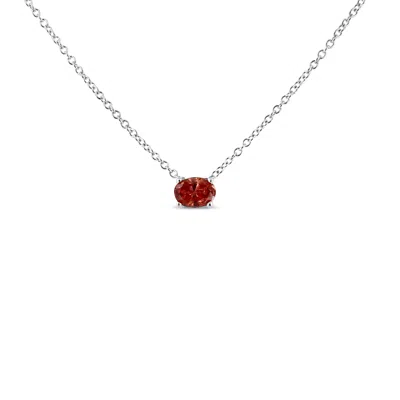 Haus Of Brilliance 14k White Gold 3/8 Cttw Lab Grown Pink Oval Solitaire Diamond East West 18" Pendant Necklace In Silver