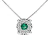Haus Of Brilliance 14k White Gold 3.8 Mm Green Emerald And 1/3 Cttw Diamond Composite Halo 18" Pendant Necklace In White