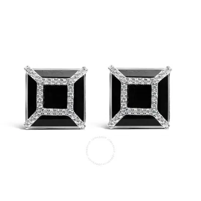 Haus Of Brilliance 14k White Gold 3/8ct Diamond With 11x11mm Black Onyx Stud Earrings (g-h Color