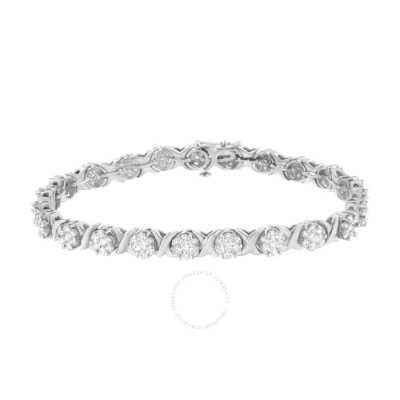 Haus Of Brilliance 14k White Gold 4 7/8 Cttw Round Brilliant-cut Diamond Round Cluster & X-link 7" Tennis Bracelet