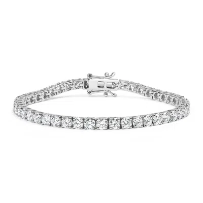 Haus Of Brilliance 14k White Gold 4-prong Set Lab Grown Round Diamond Classic Tennis Bracelet In Silver