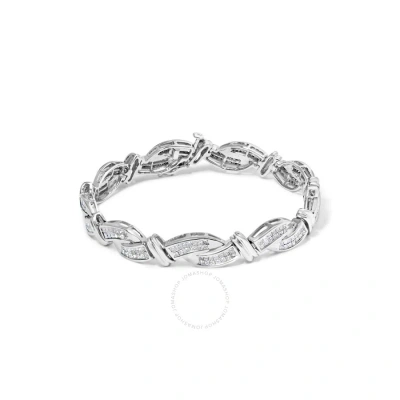 Haus Of Brilliance 14k White Gold 4.0 Cttw Invisble Set Princess-cut Diamond Wave Style Link Bracele