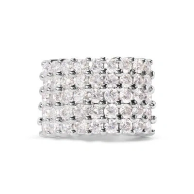 Haus Of Brilliance 14k White Gold 4.0 Cttw Diamond 5 Row Ring Band In Metallic