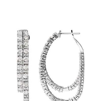 Haus Of Brilliance 14k White Gold 4.0 Cttw Diamond Asymmetrical Inside Out Double-hoop Earrings